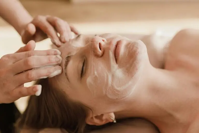 soothing facial massage with a skincare mask
